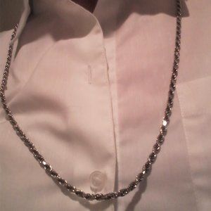 Vintage, Unisex - 30" .925 silver diamond cut rope chain.